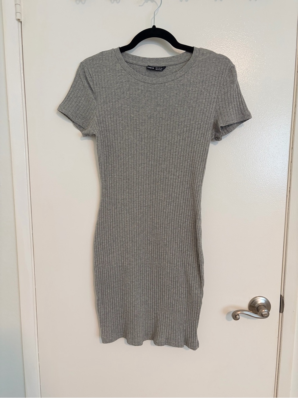 Cotton On Ribbed Short Sleeve Bodycon Dress - Gray